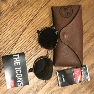 Like New Ray Ban Hexagonal Sunglasses in Green/Gold